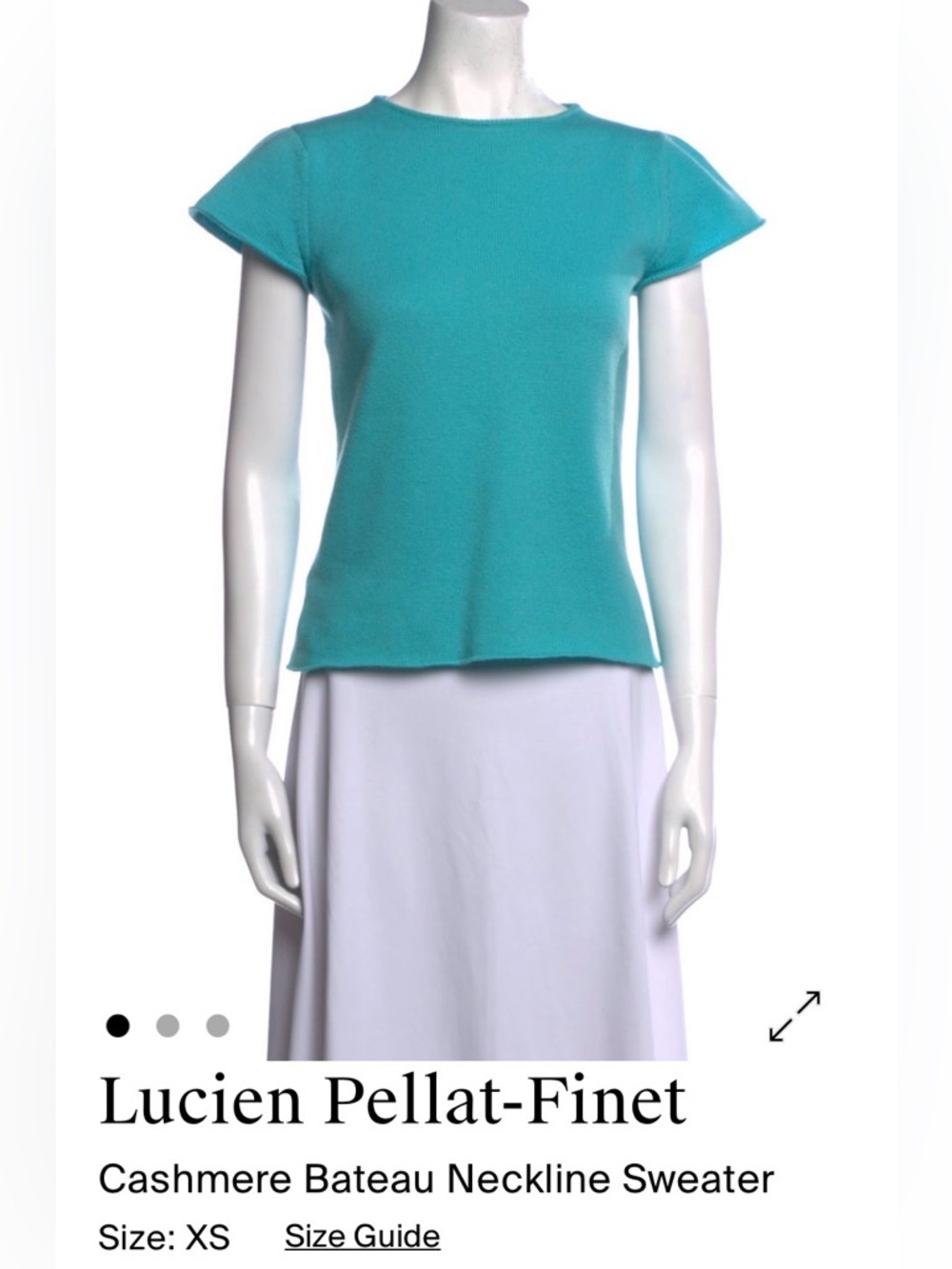 Lucien Pellat-Finet Teal Cashmere Bateau Neck Sweater